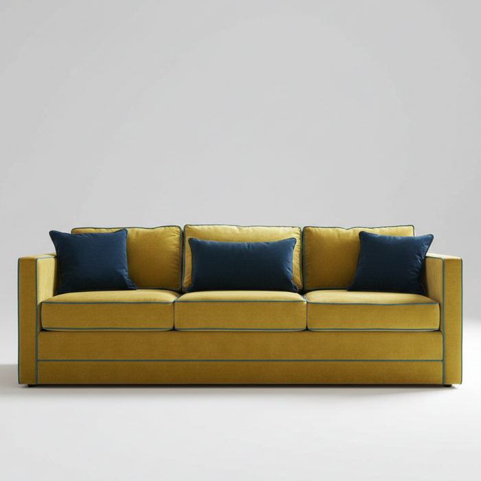 Piped Sofa — Mustard Contrast Trim, made to order by Peacock Life