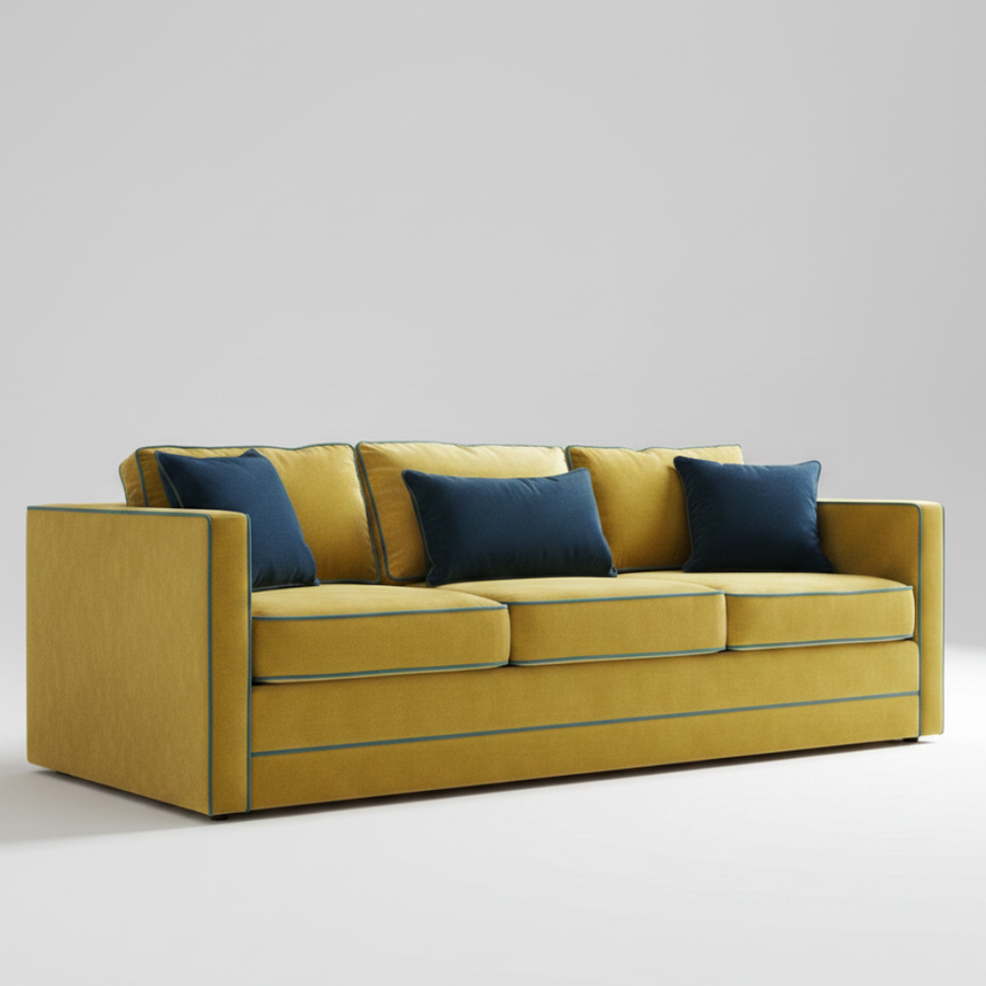 Piped Sofa — Mustard Contrast Trim, made to order by Peacock Life — view 3