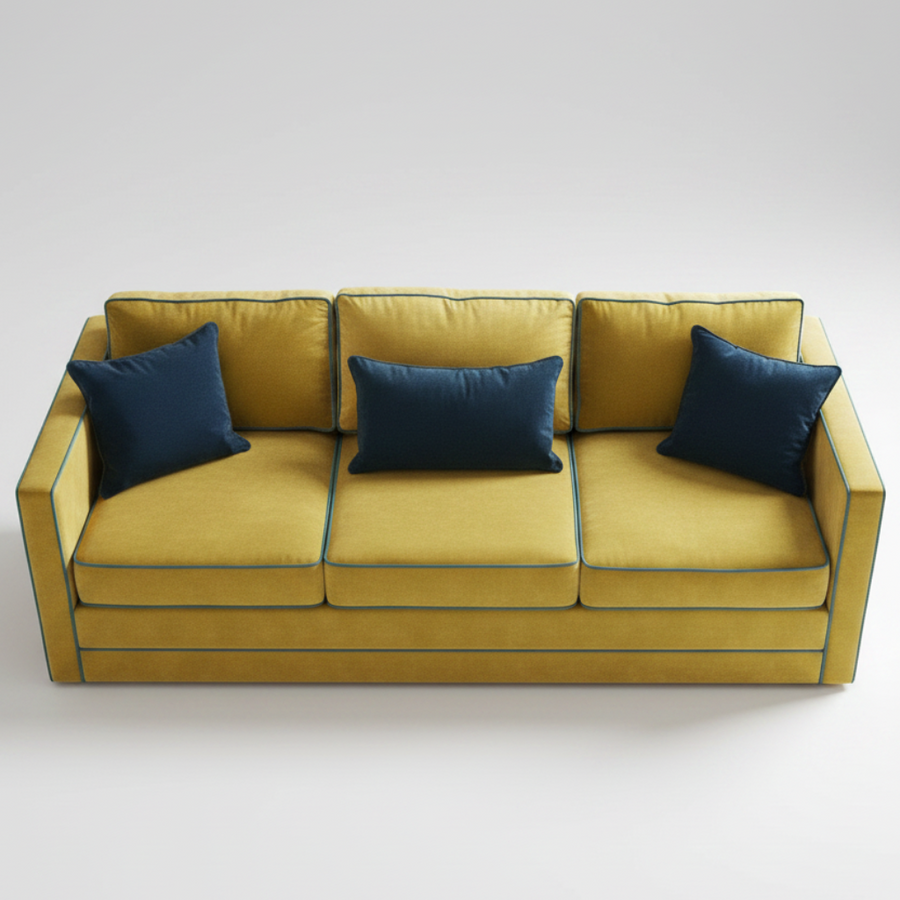 Piped Sofa — Mustard Contrast Trim, made to order by Peacock Life — view 4