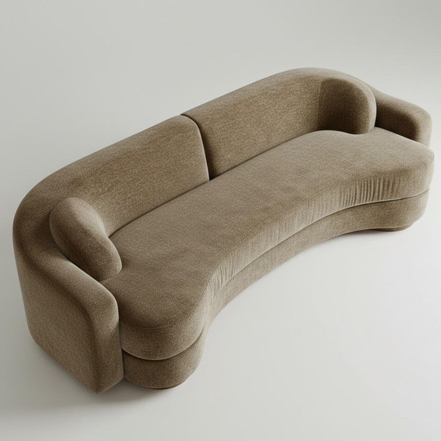 Mocha Sculpt Sofa — Curved Statement, made to order by Peacock Life — view 4