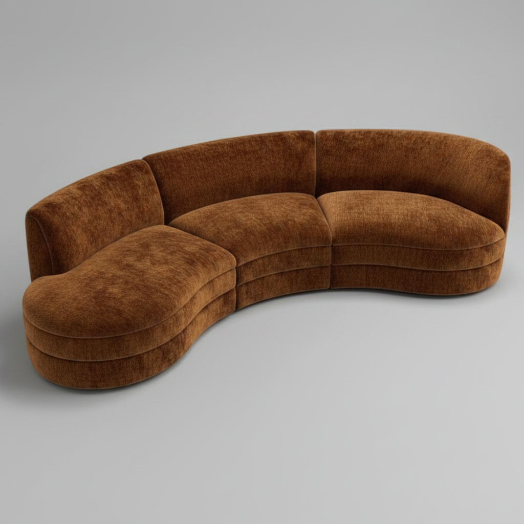 Copper Orbit — Curved Sectional Sofa, made to order by Peacock Life — view 4