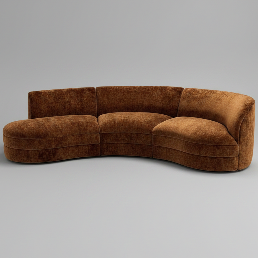 Copper Orbit — Curved Sectional Sofa, made to order by Peacock Life