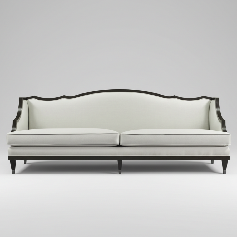 Ivory Silhouette Sofa — Scalloped Back, made to order by Peacock Life