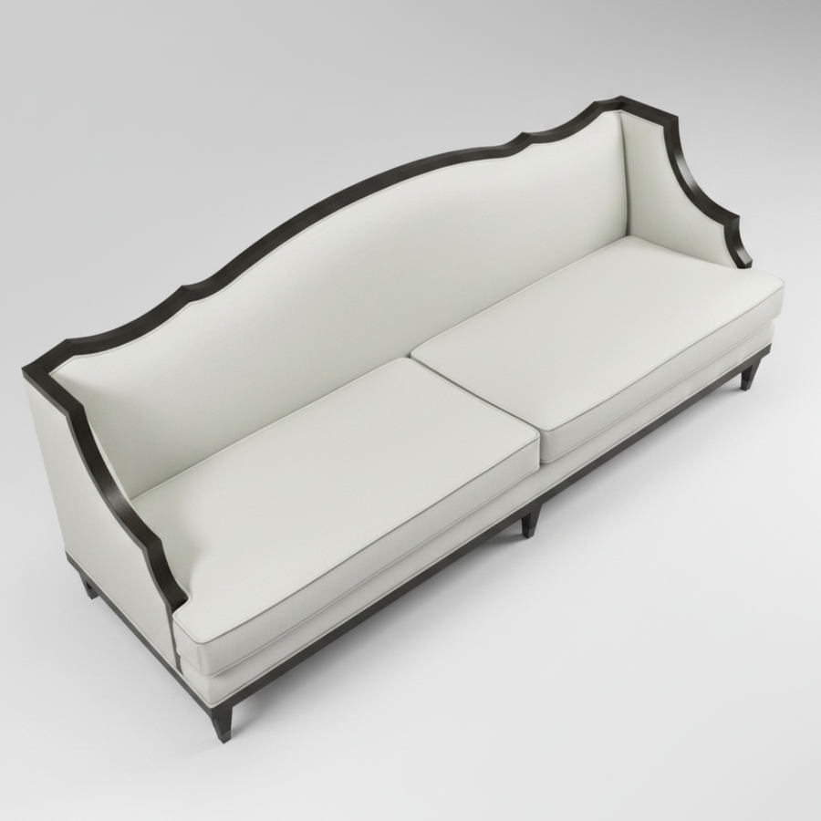Ivory Silhouette Sofa — Scalloped Back, made to order by Peacock Life — view 4