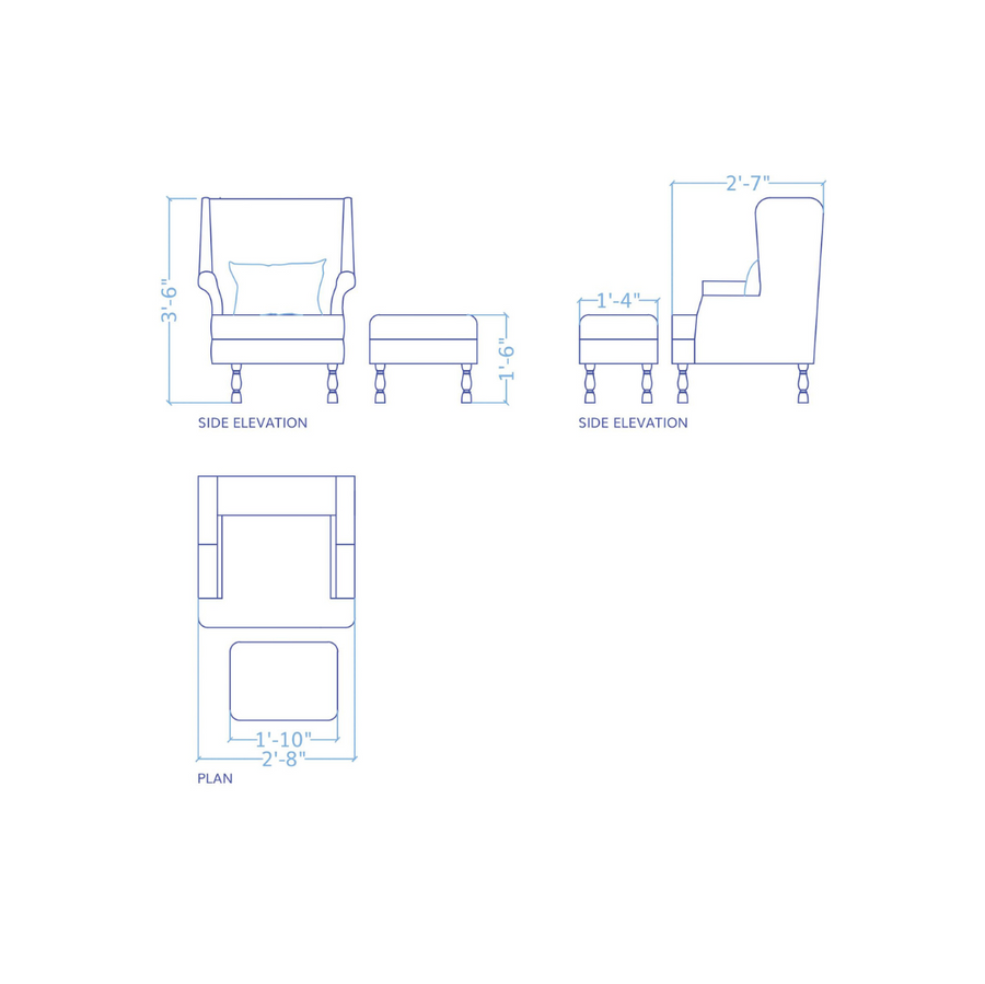 Bessie Chair with Stool – styled in a room setting