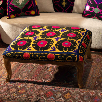 Suzani Ottoman - Yellow