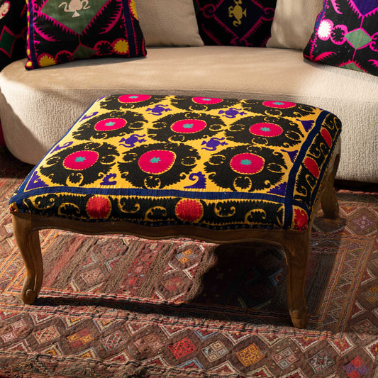 Suzani Ottoman - Yellow
