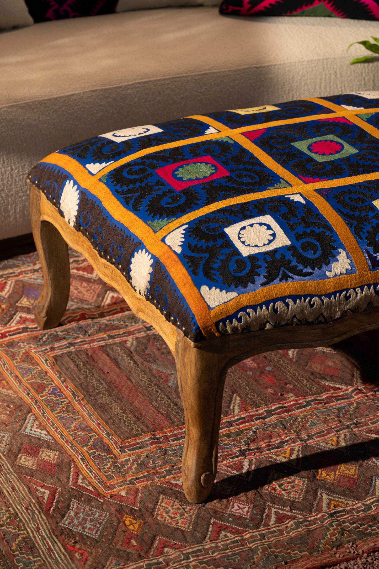 Suzani Ottoman - Blue