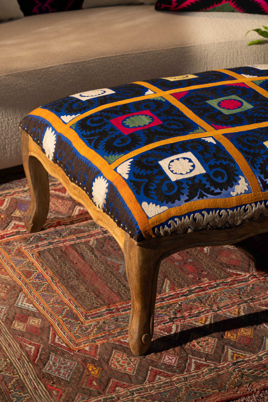 Suzani Ottoman - Blue