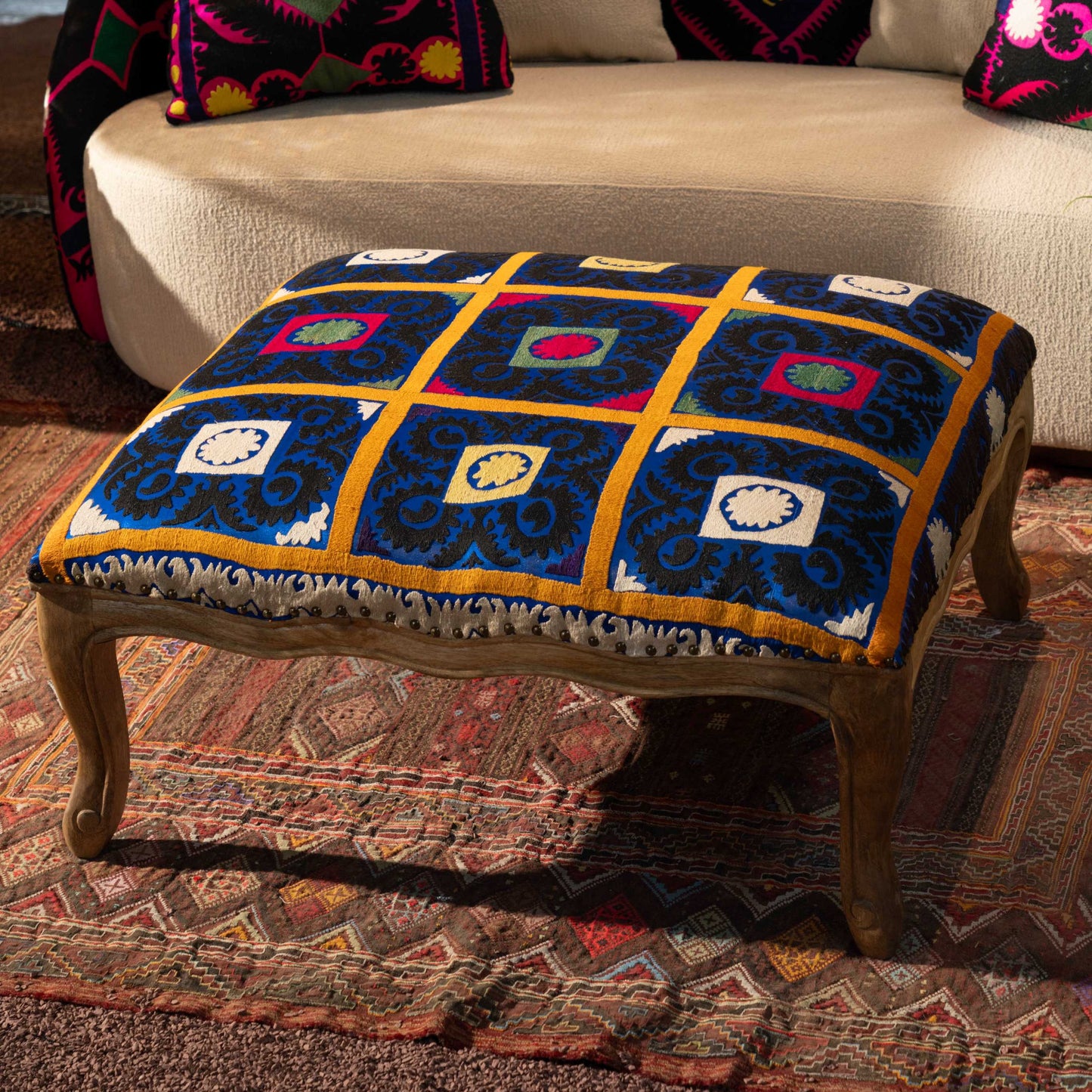 Suzani Ottoman - Blue
