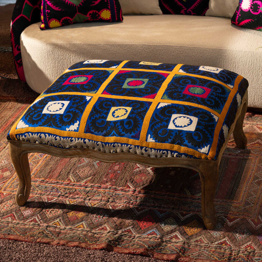 Suzani Ottoman - Blue