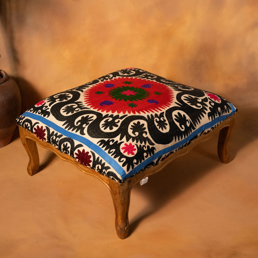Suzani Ottoman- Red & Blue
