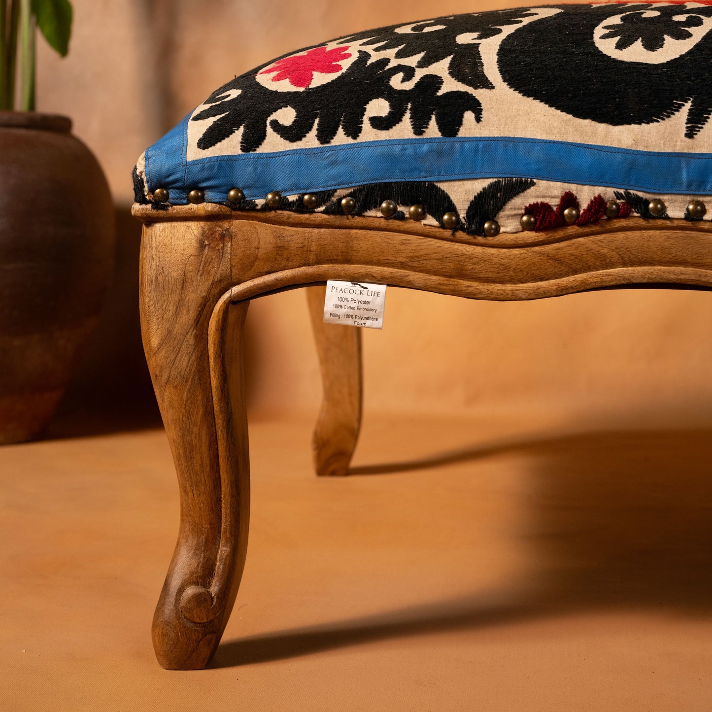 Suzani Ottoman- Red & Blue