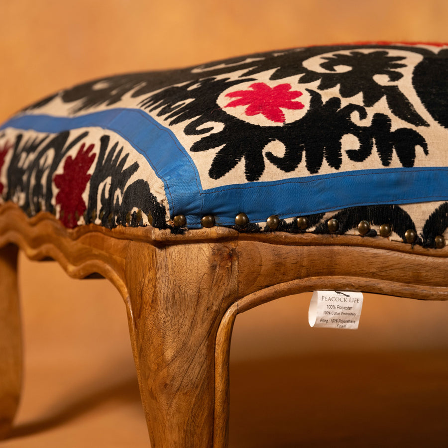 Suzani Ottoman- Red & Blue