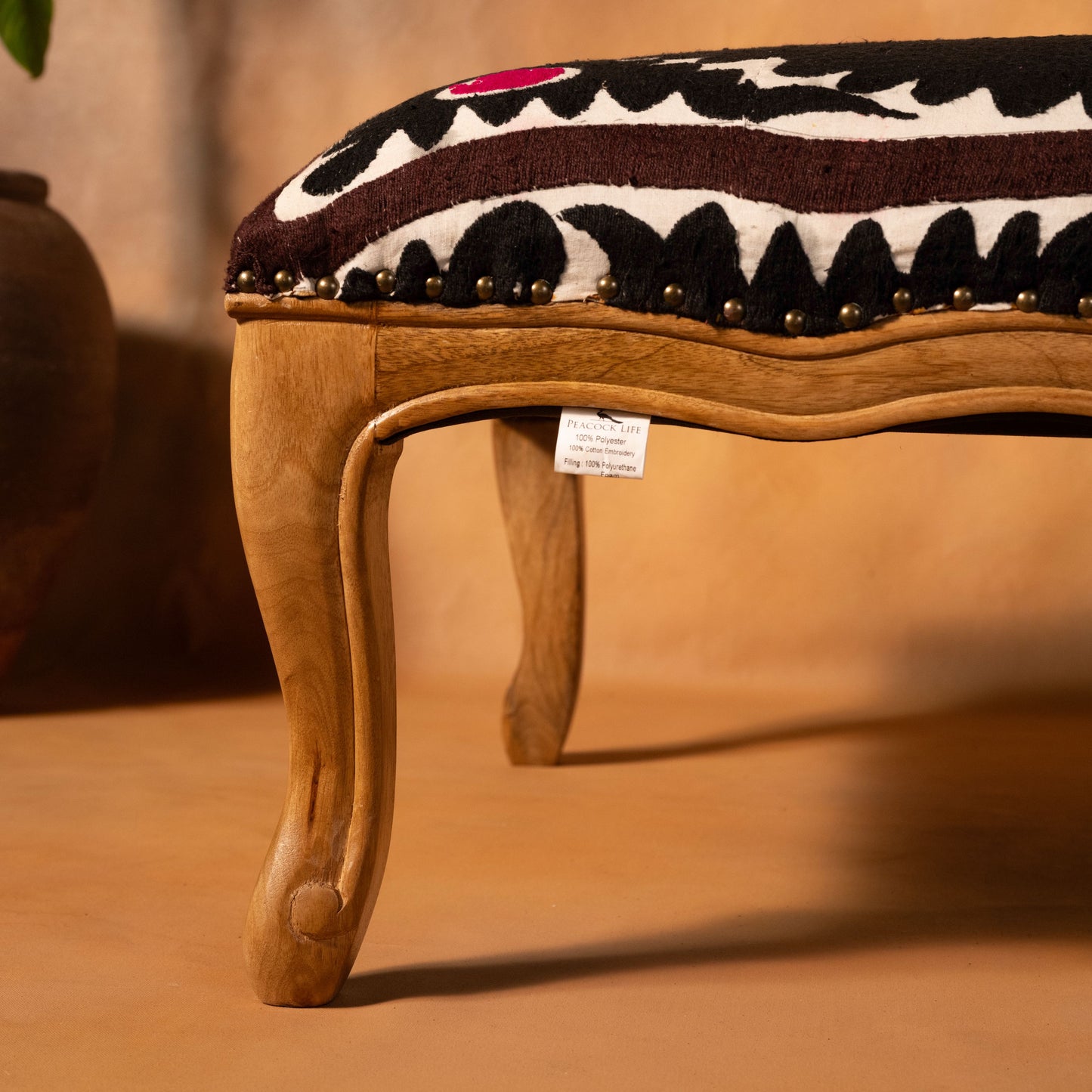 Suzani Ottoman - Black