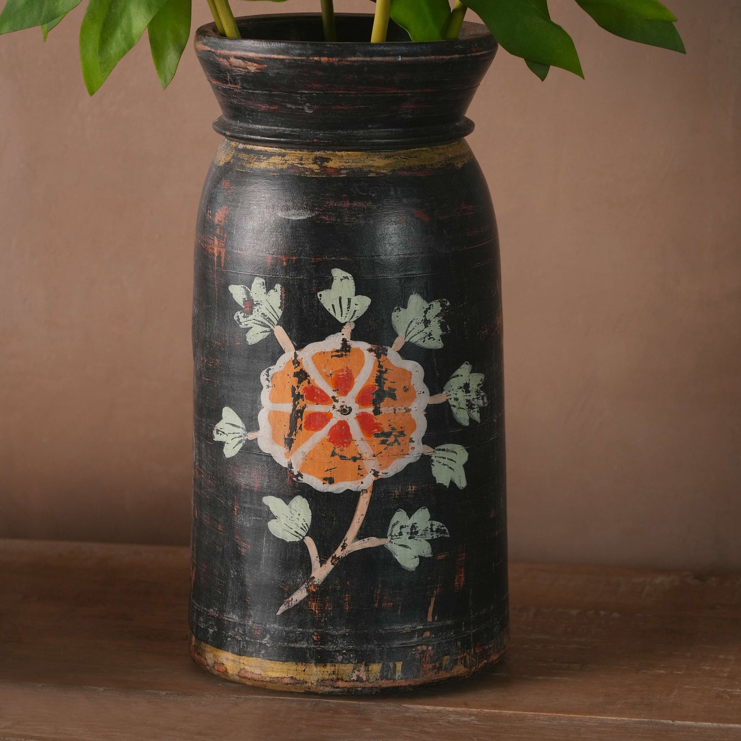 Wooden Painted Pot