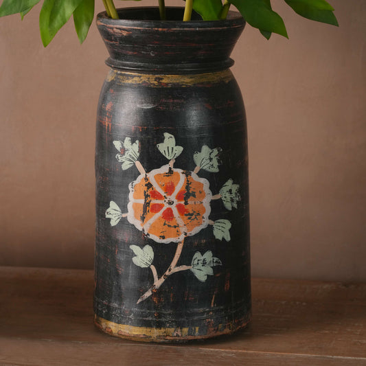Wooden Painted Pot
