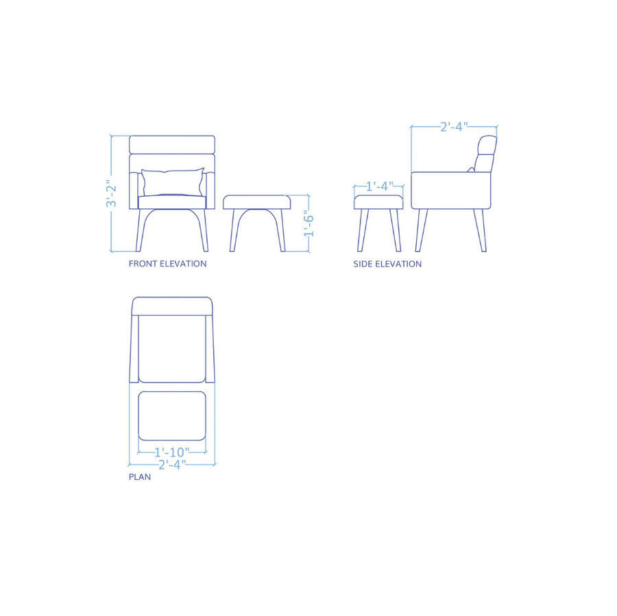 Rani Chair with Stool – close-up of upholstery