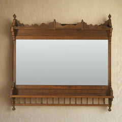 Vintage Mirror Frame with Carved Shelf