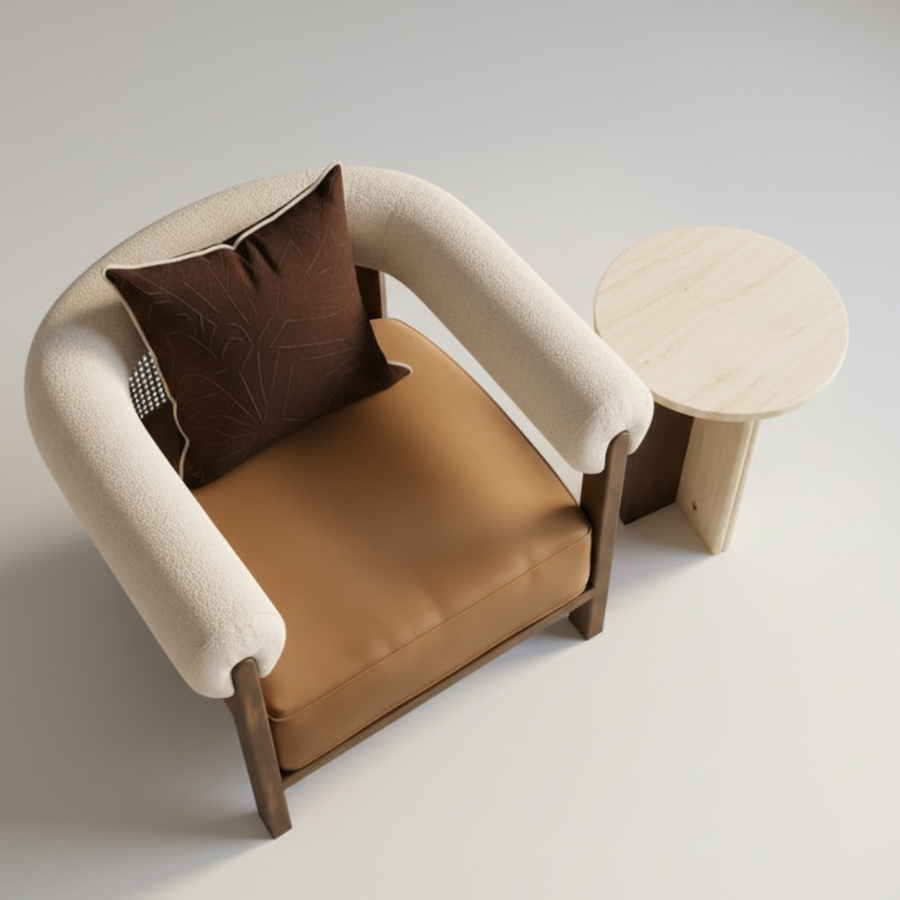 Ember Boucle Chair – styled in a room setting