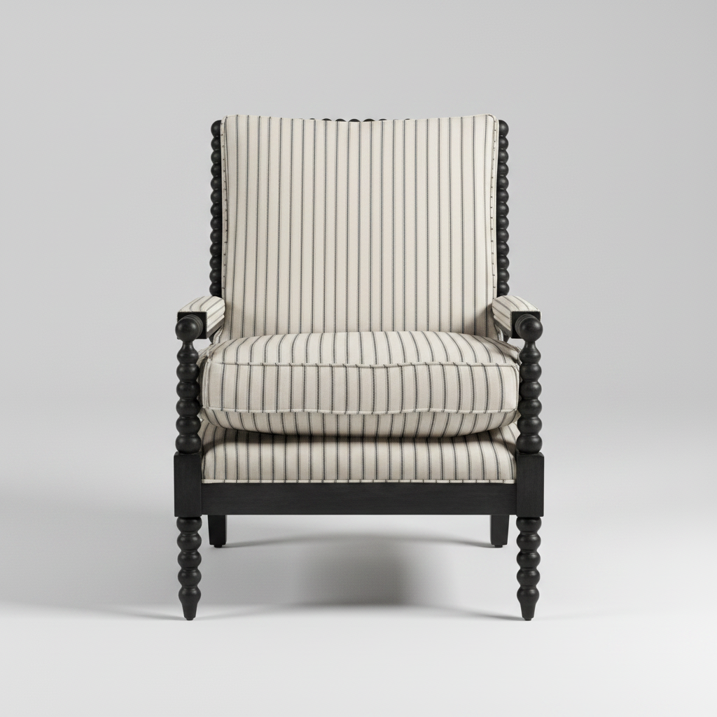 Ticking Bobbin Chair – detail view