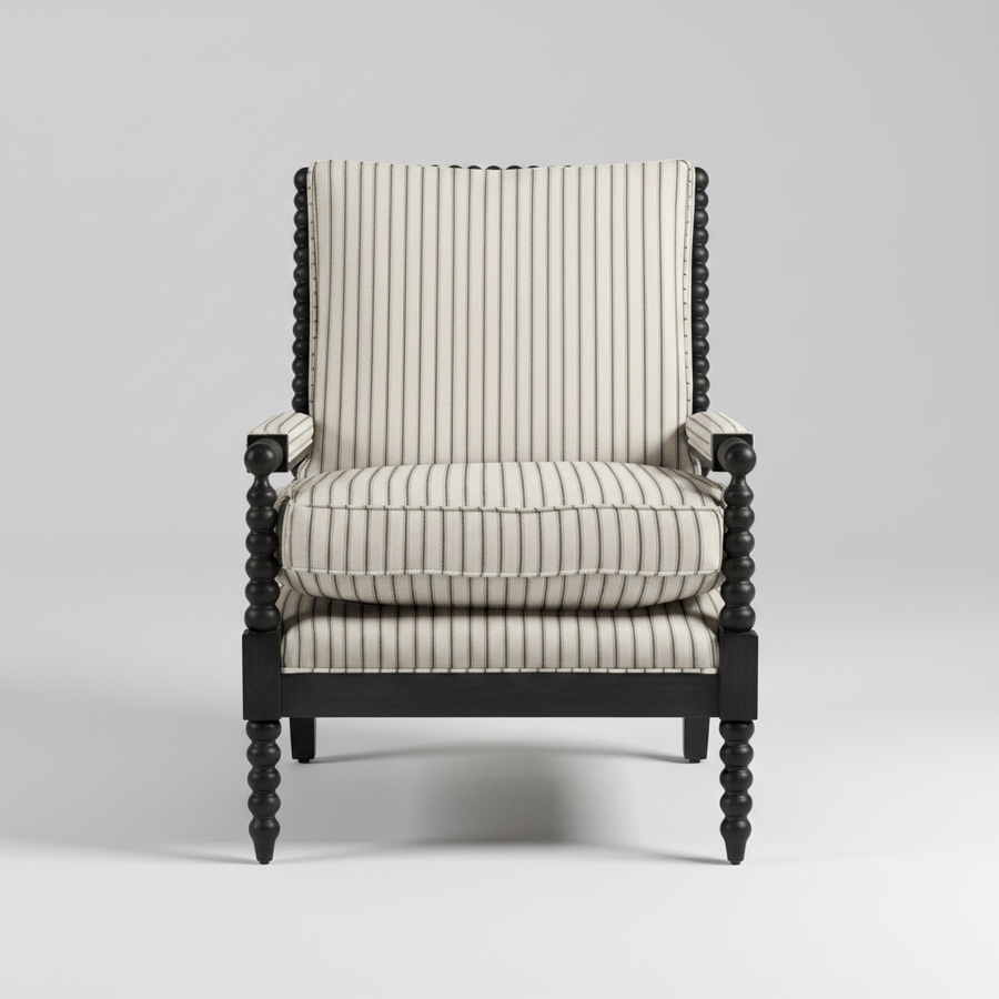Ticking Bobbin Chair – detail view
