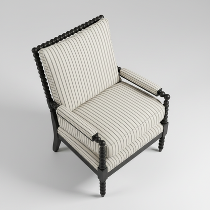 Ticking Bobbin Chair – side profile