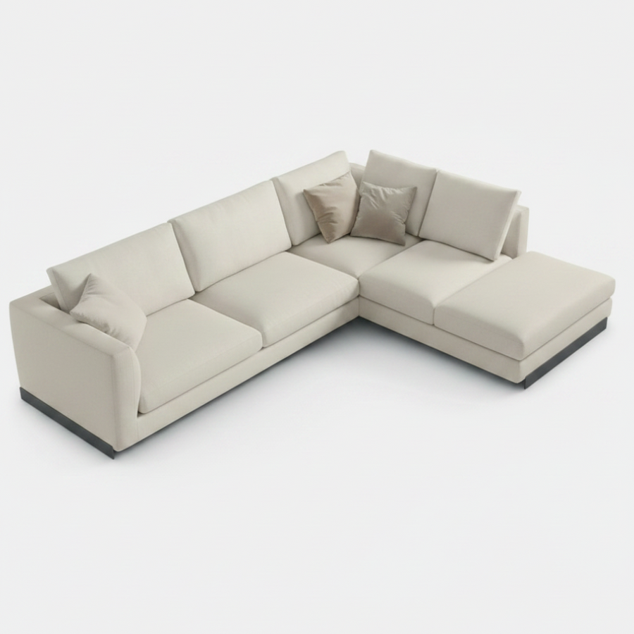 Blanc Haven — Cream L-Shape Sectional, made to order by Peacock Life — view 2