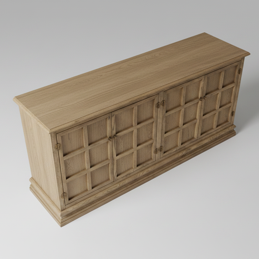 Lattice Oak Console
