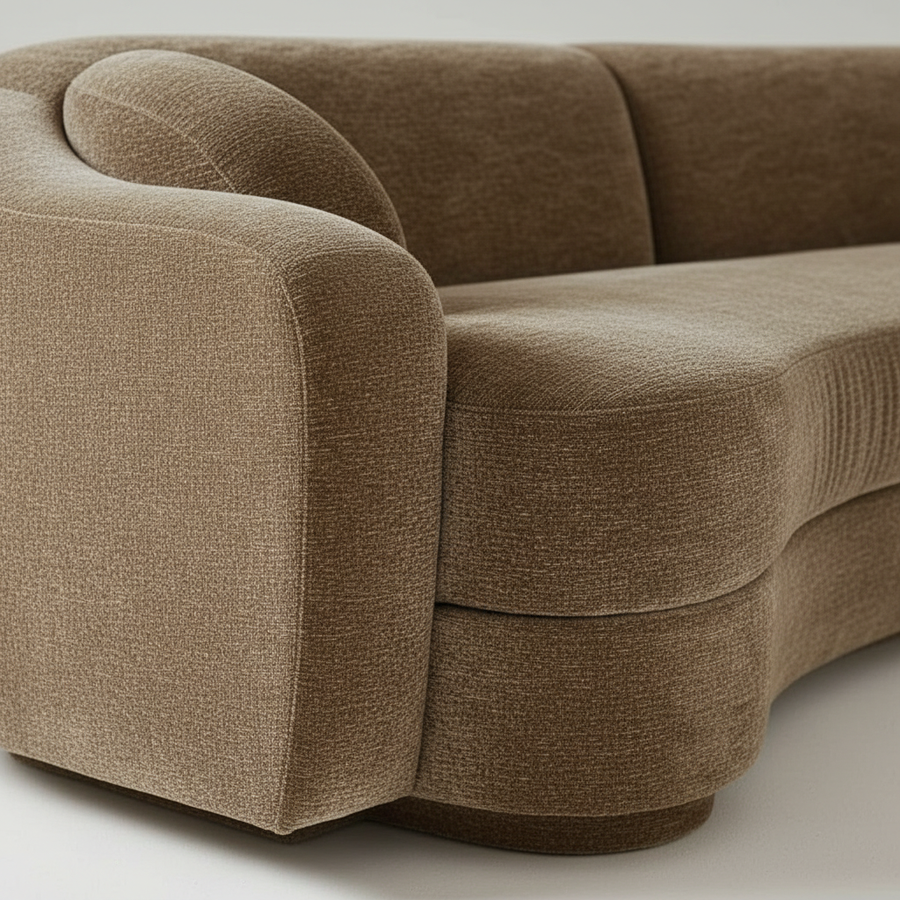 Mocha Sculpt Sofa — Curved Statement, made to order by Peacock Life — view 2