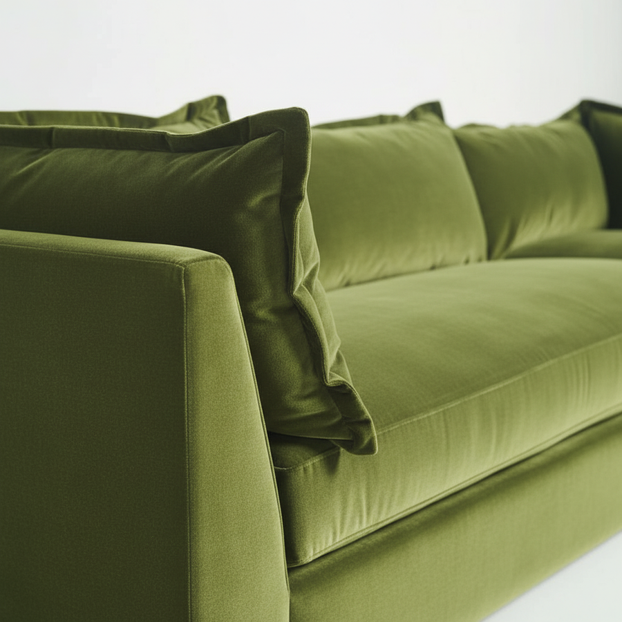 Velvet Sectional — Olive Green L-Shape, made to order by Peacock Life — view 2