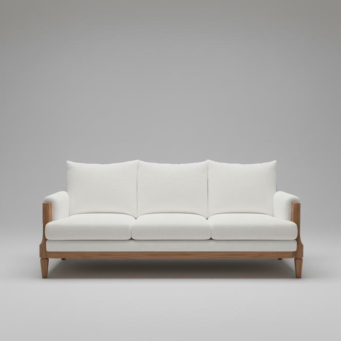Oasis Sofa — Exposed Teak Frame, made to order by Peacock Life