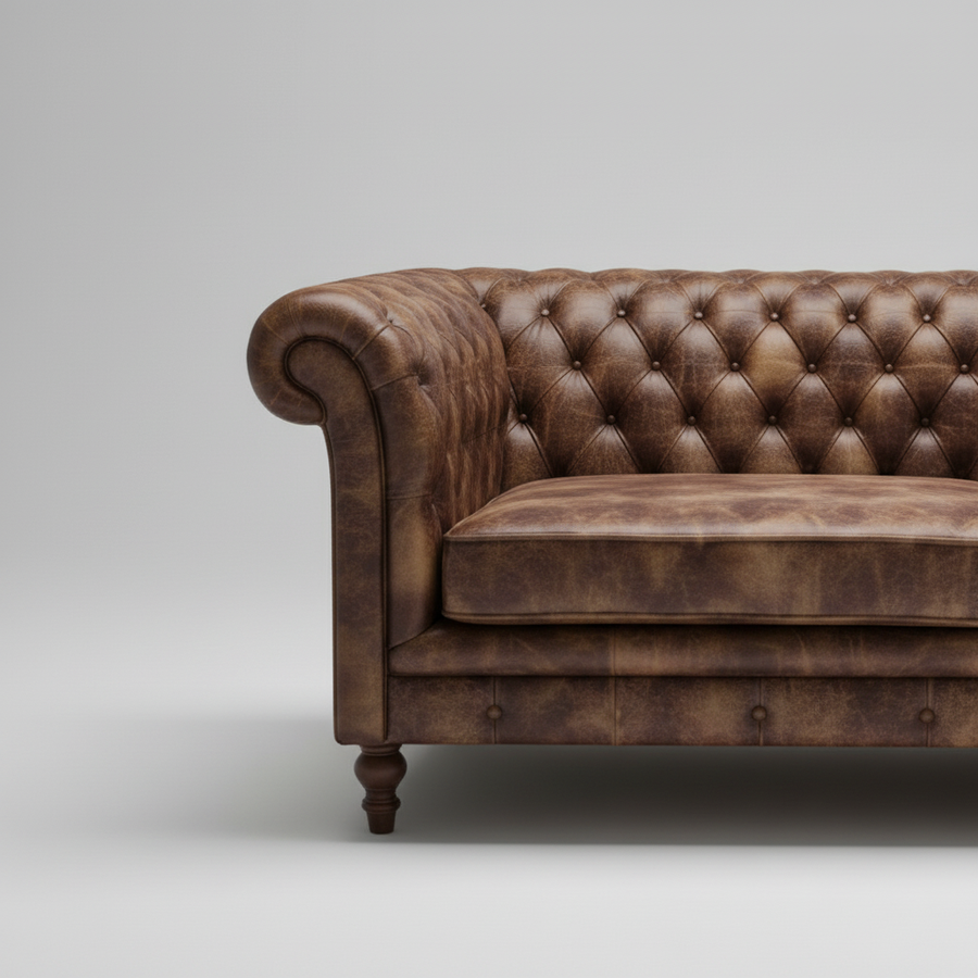 Atlas Leather Sofa — Chesterfield Tufted, made to order by Peacock Life — view 3