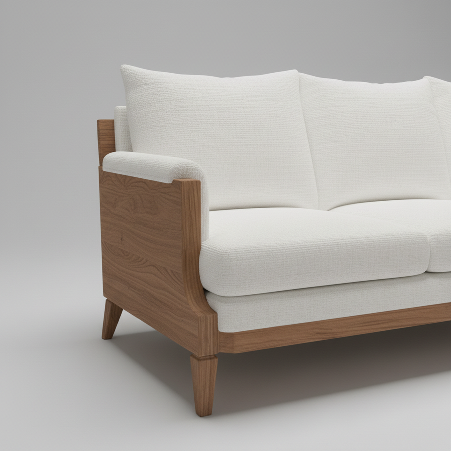 Oasis Sofa — Exposed Teak Frame, made to order by Peacock Life — view 3
