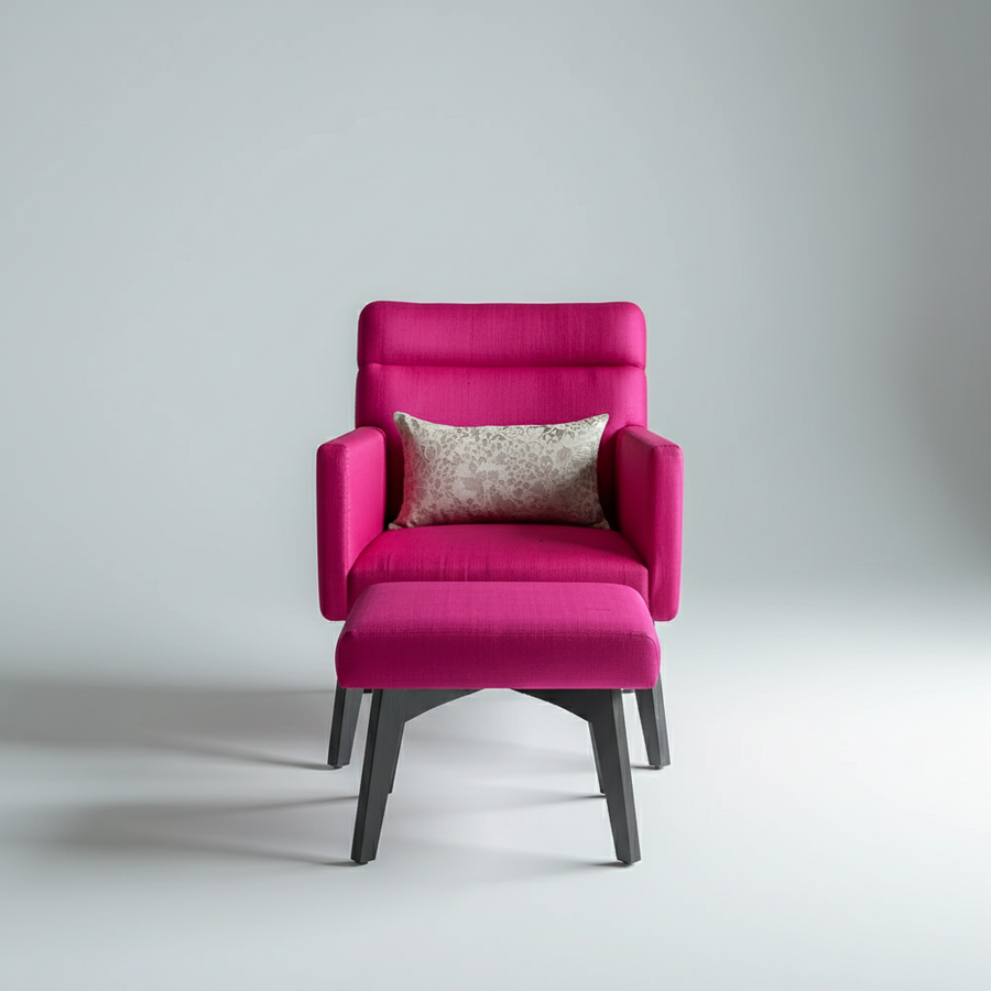 Rani Chair with Stool – side profile