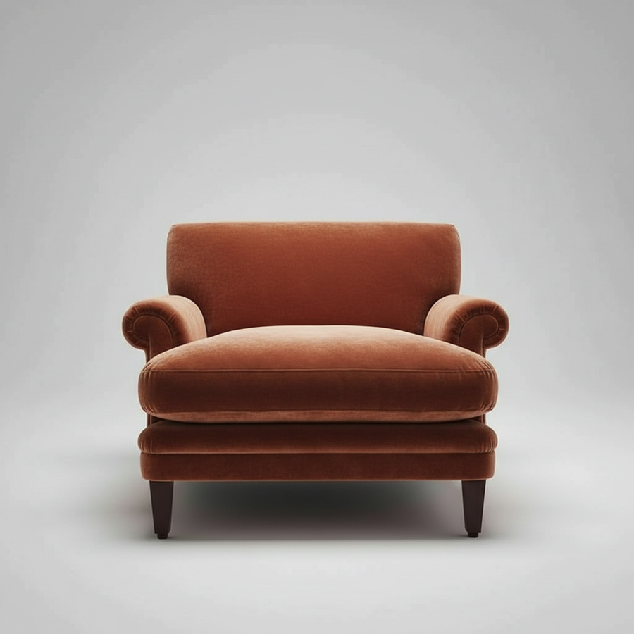 Terracotta Velvet Chair – detail view