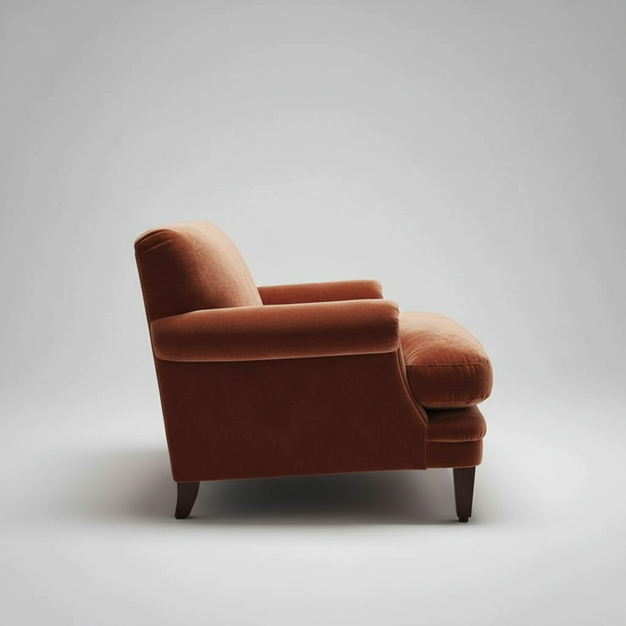 Terracotta Velvet Chair – styled in a room setting