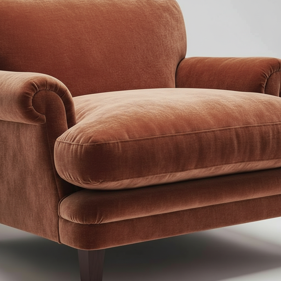 Terracotta Velvet Chair – side profile
