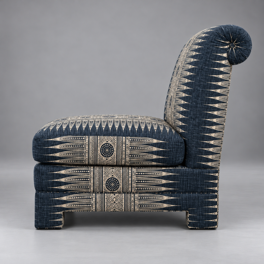 Indigo Slipper Chair – side profile