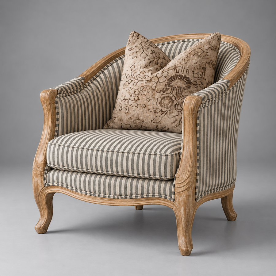 Lyon Bergère Chair – angled view showing cabriole legs