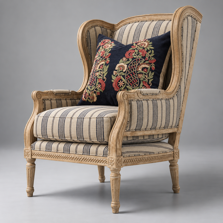 Provence Wingback Chair – French Carved Armchair