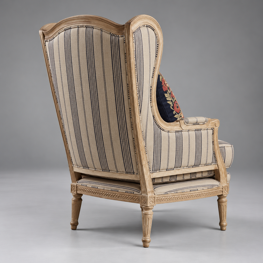 Provence Wingback Chair – rear view showing upholstered back