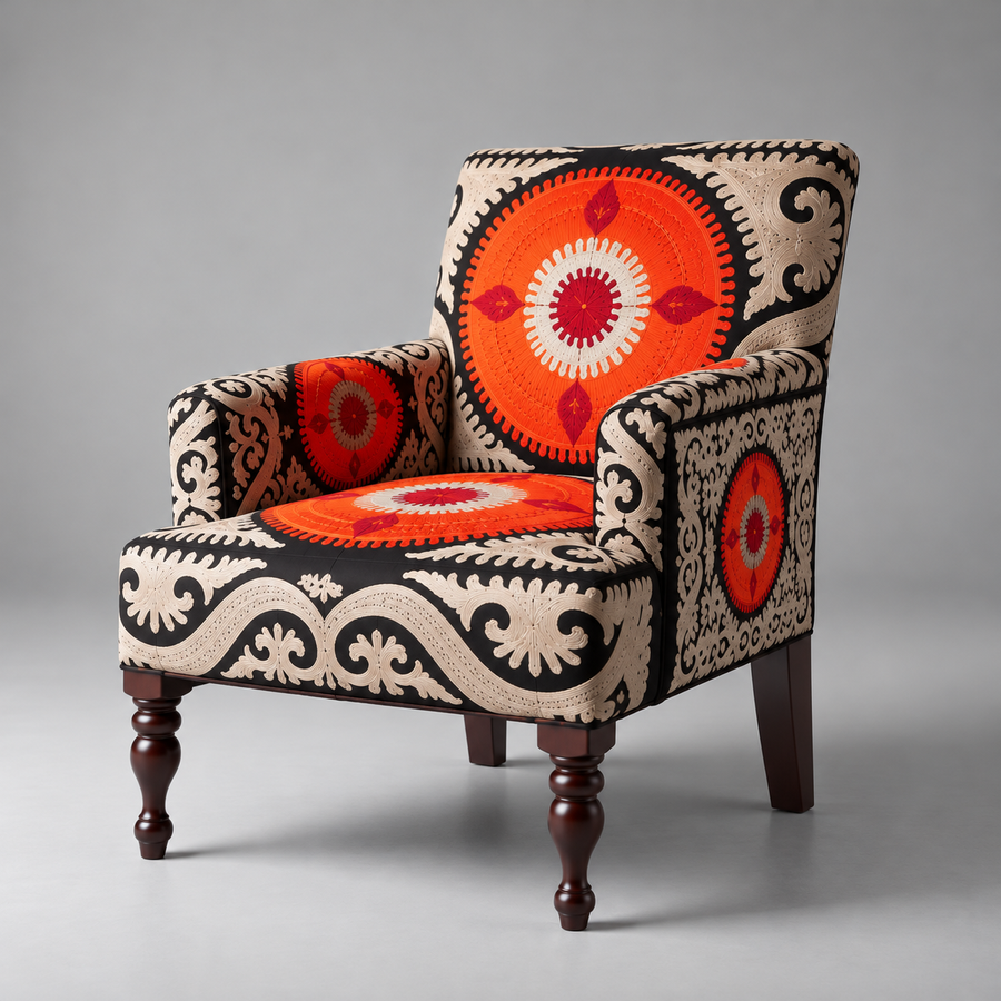 Samarkand Suzani Armchair – Embroidered Accent Chair