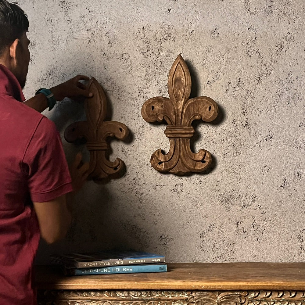 Fleur-de-lis Wooden Decor - Peacock Life by Shabnam Gupta