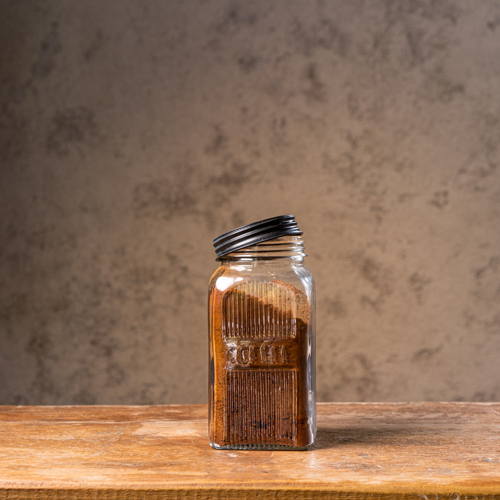 Fluted Glass Coffee Jar - Peacock Life by Shabnam Gupta