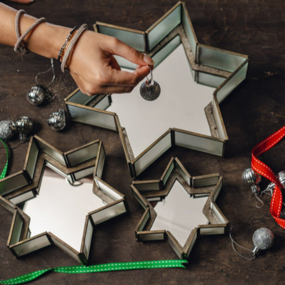 Star Tray With Mirror Base - Peacock Life by Shabnam Gupta