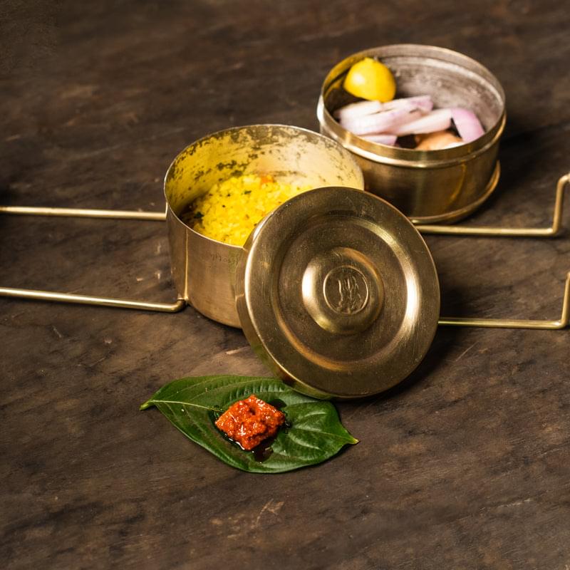 Brass Tiffin Box - Peacock Life by Shabnam Gupta