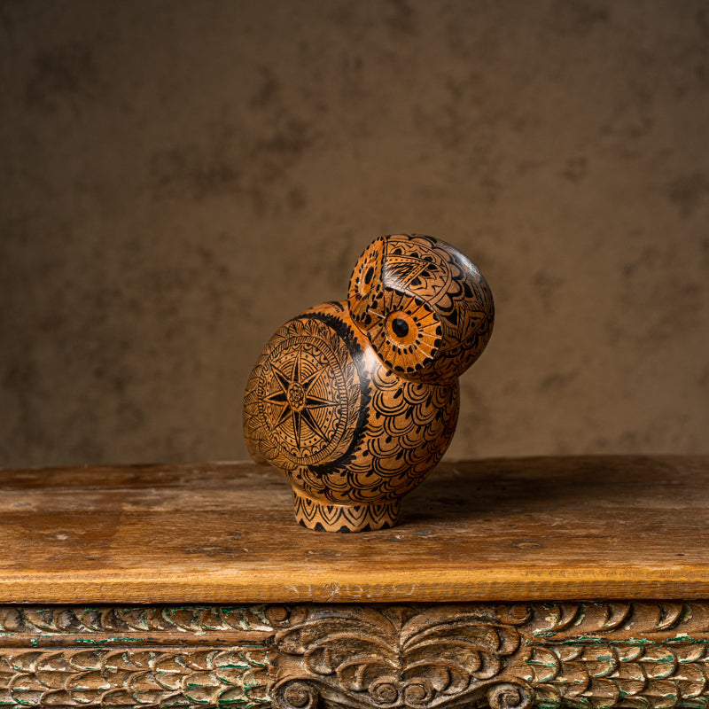 Tribal Wooden Owl - Peacock Life by Shabnam Gupta